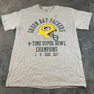 NFL Green Bay Packers Super Bowl Champions T-Shirt Football Gray Mens Medium
